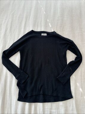 Abercrombie & Fitch Black Waffle-Knit Long Sleeve Tee